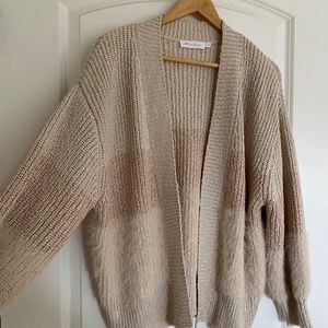 All in Favor - color block, mix media open front cardigan size Small